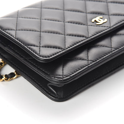 Chanel Lambskin Quilted Wallet On Chain WOC Black 10 of 11