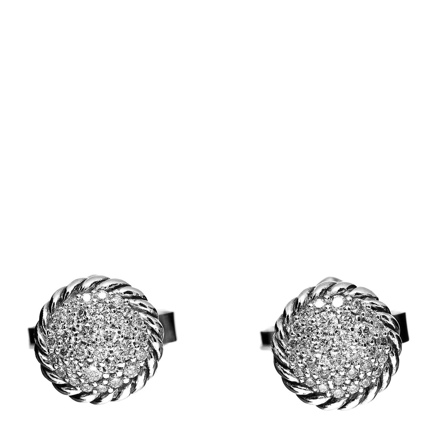 Sterling Silver Pave Diamond 7mm Petite Earrings