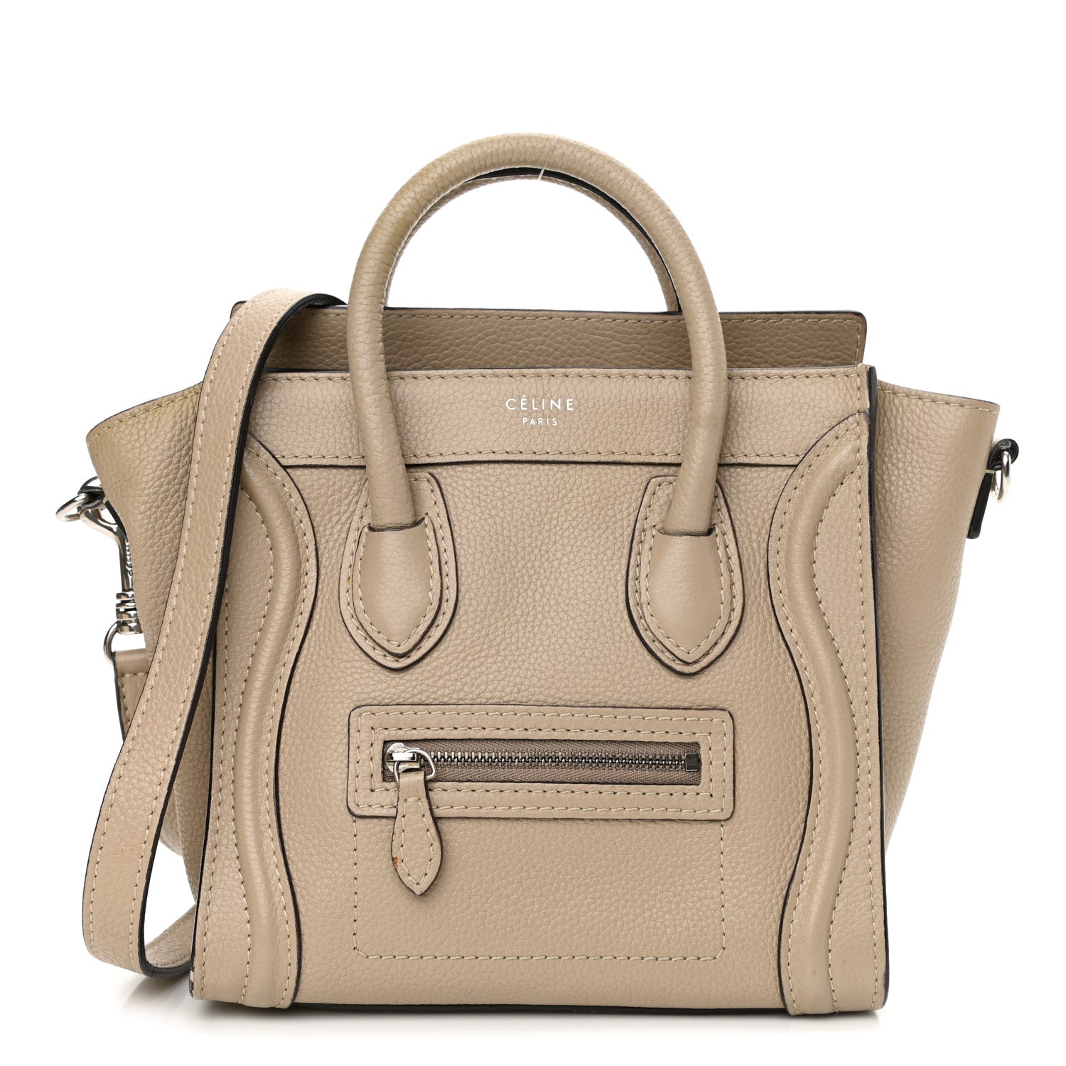Celine Drummed Calfskin Nano Luggage Dune 1 of 15