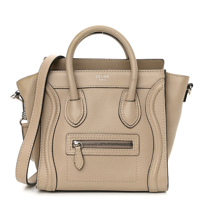 Celine Drummed Calfskin Nano Luggage Dune 1 of 15