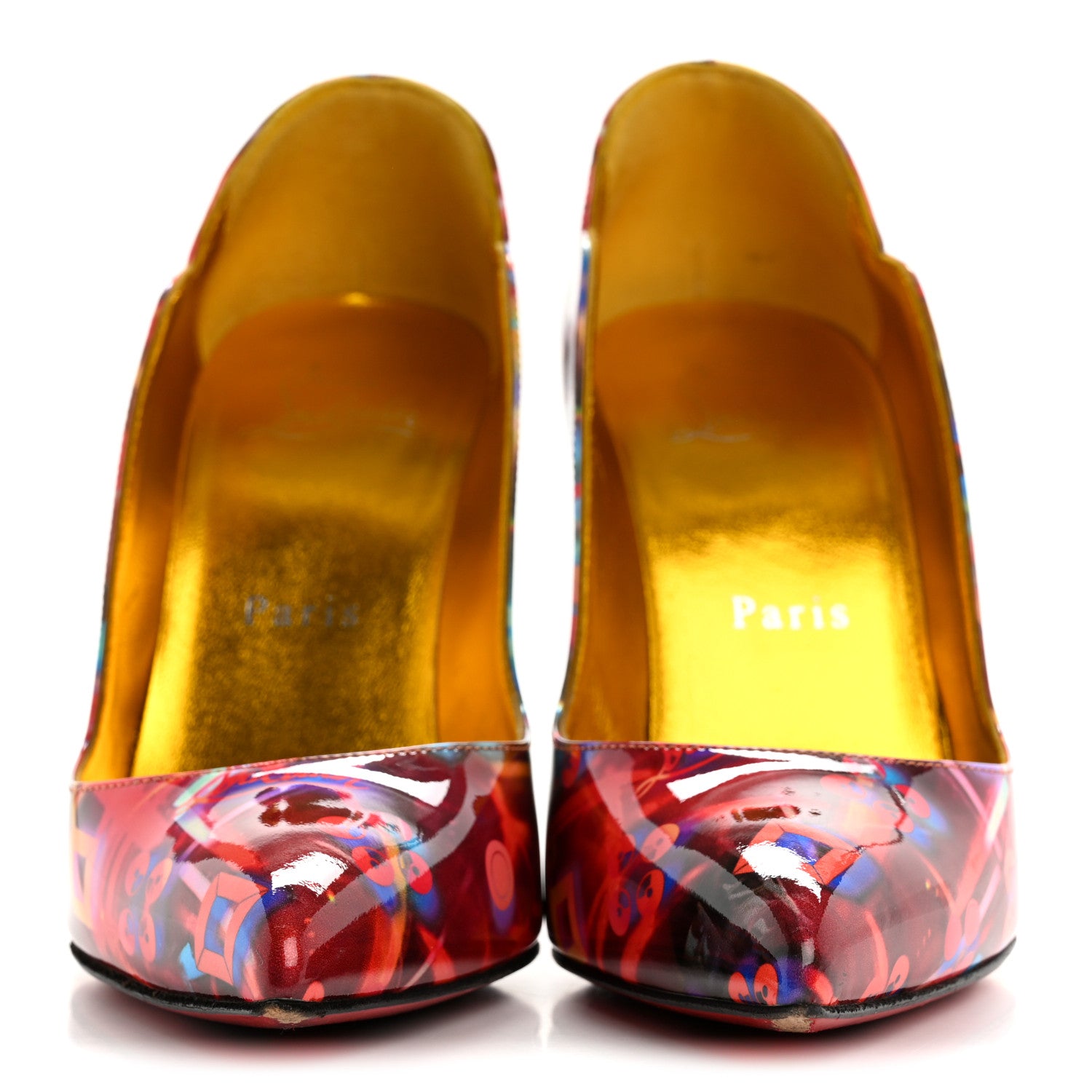 Christian Louboutin Patent Discolaser Hot Chick 100 Pumps 35.5 Multicolor Lin Yellow 3 of 9