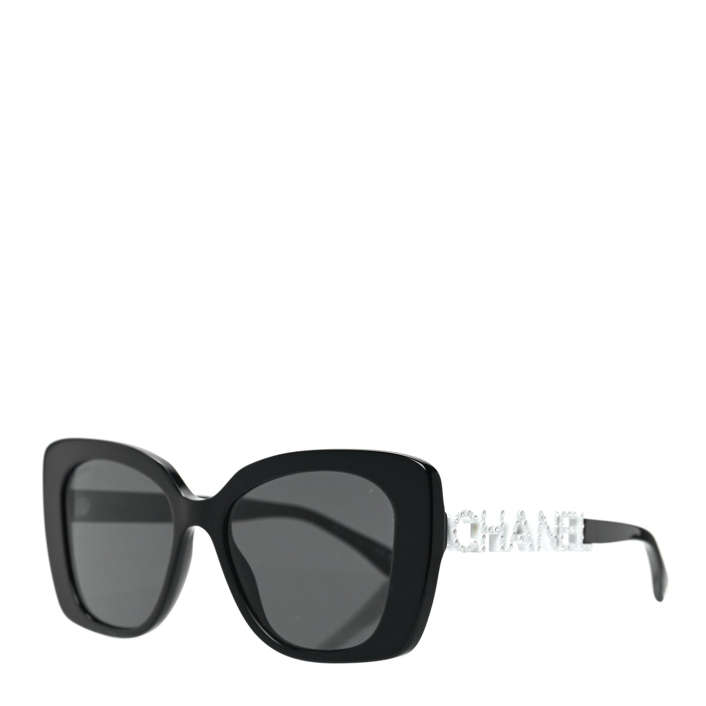 Acetate Strass Square Sunglasses 5422-B Black White