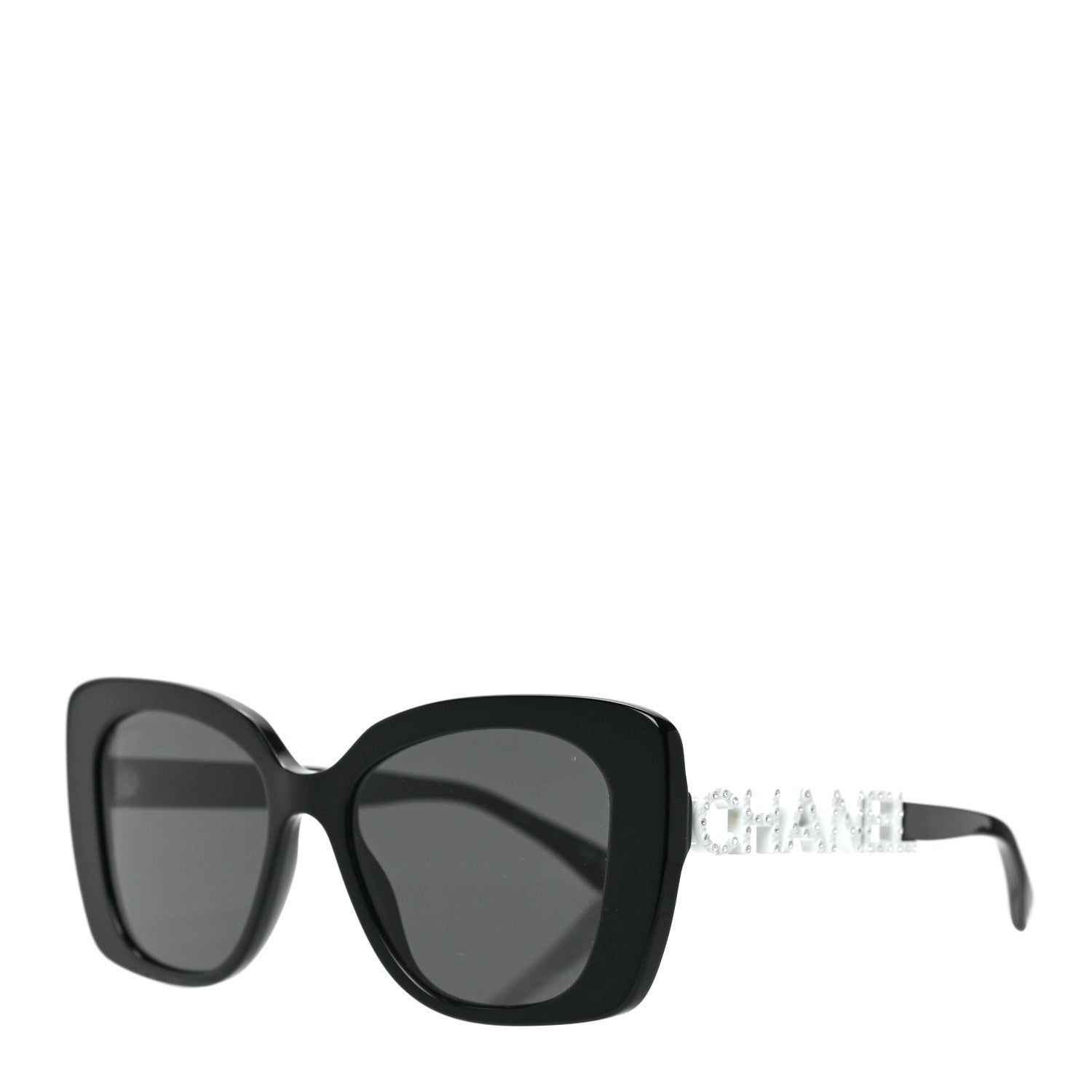 Chanel Acetate Strass Square Sunglasses 5422-B Black White 1 of 7