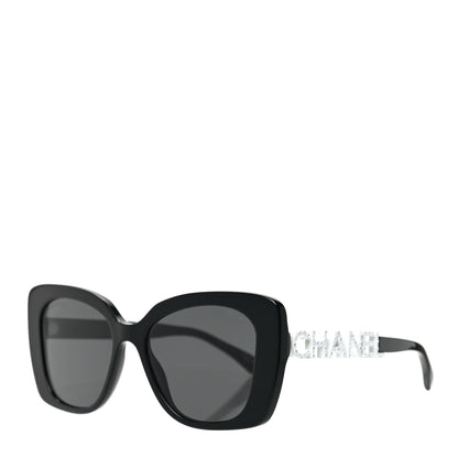 Chanel Acetate Strass Square Sunglasses 5422-B Black White 1 of 7