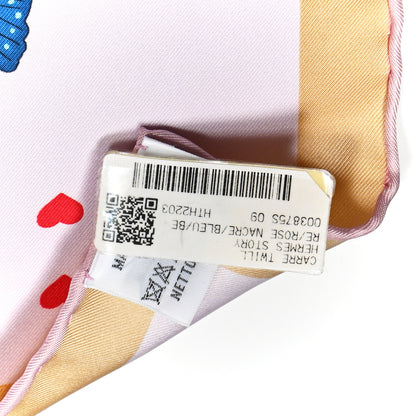 Hermes Silk Story Scarf 90 Rose Nacre Bleu Beige 4 of 4