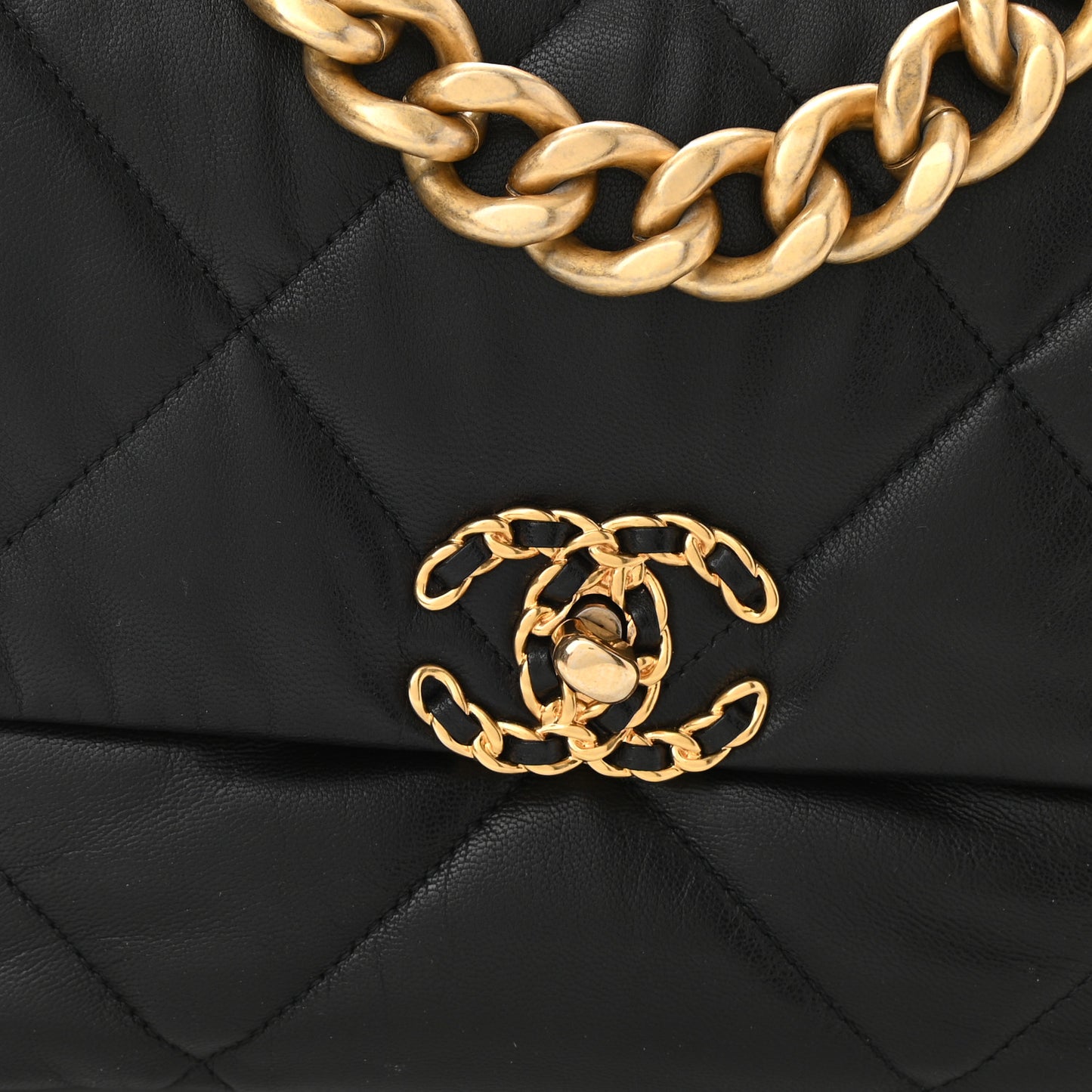 Lambskin Quilted Large Chanel 19 Flap Black