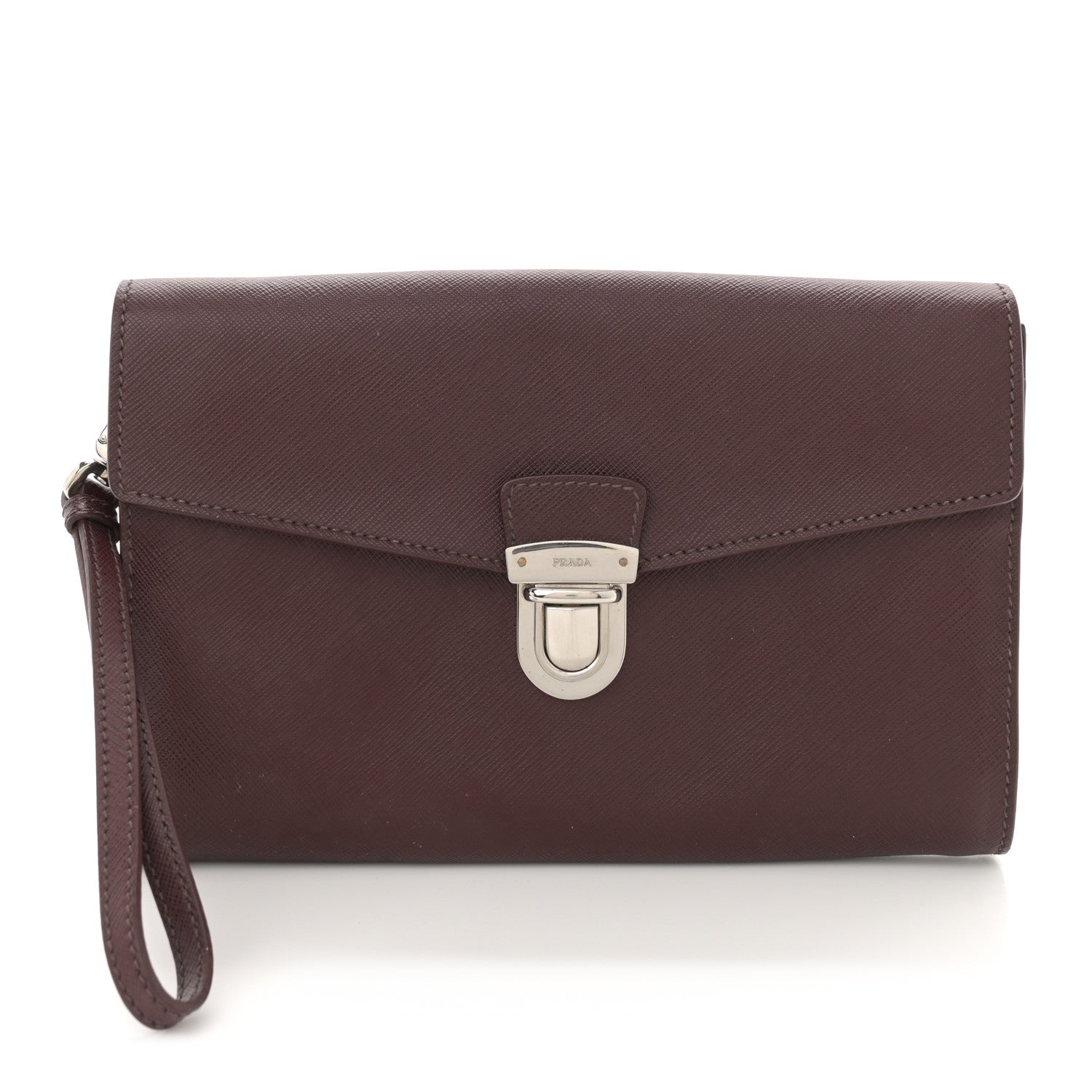 Prada Saffiano Clutch Wristlet Burgundy 1 of 8