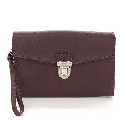 Prada Saffiano Clutch Wristlet Burgundy 1 of 8
