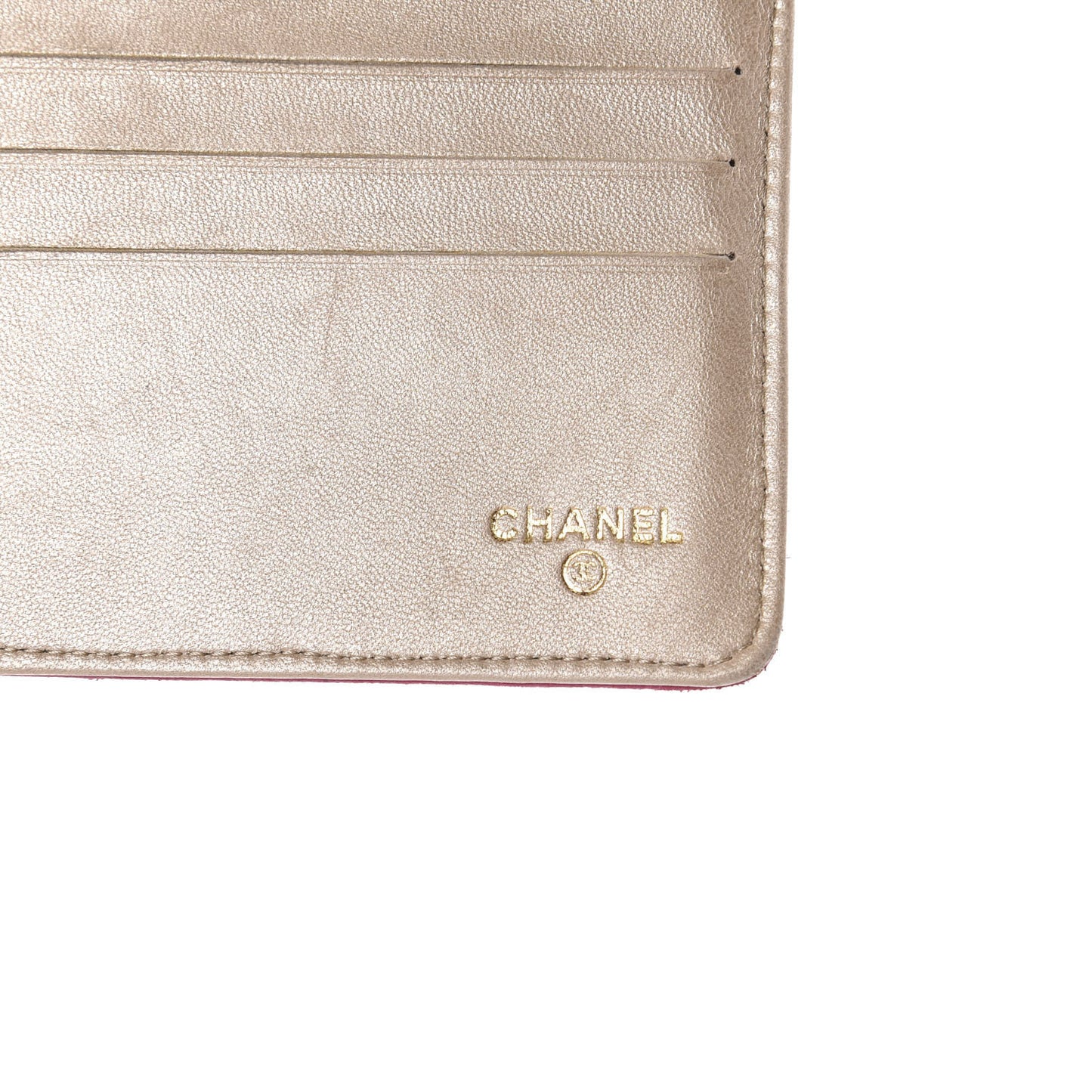 Lambskin Embossed Camellia Large Gusset Flap Wallet Pink