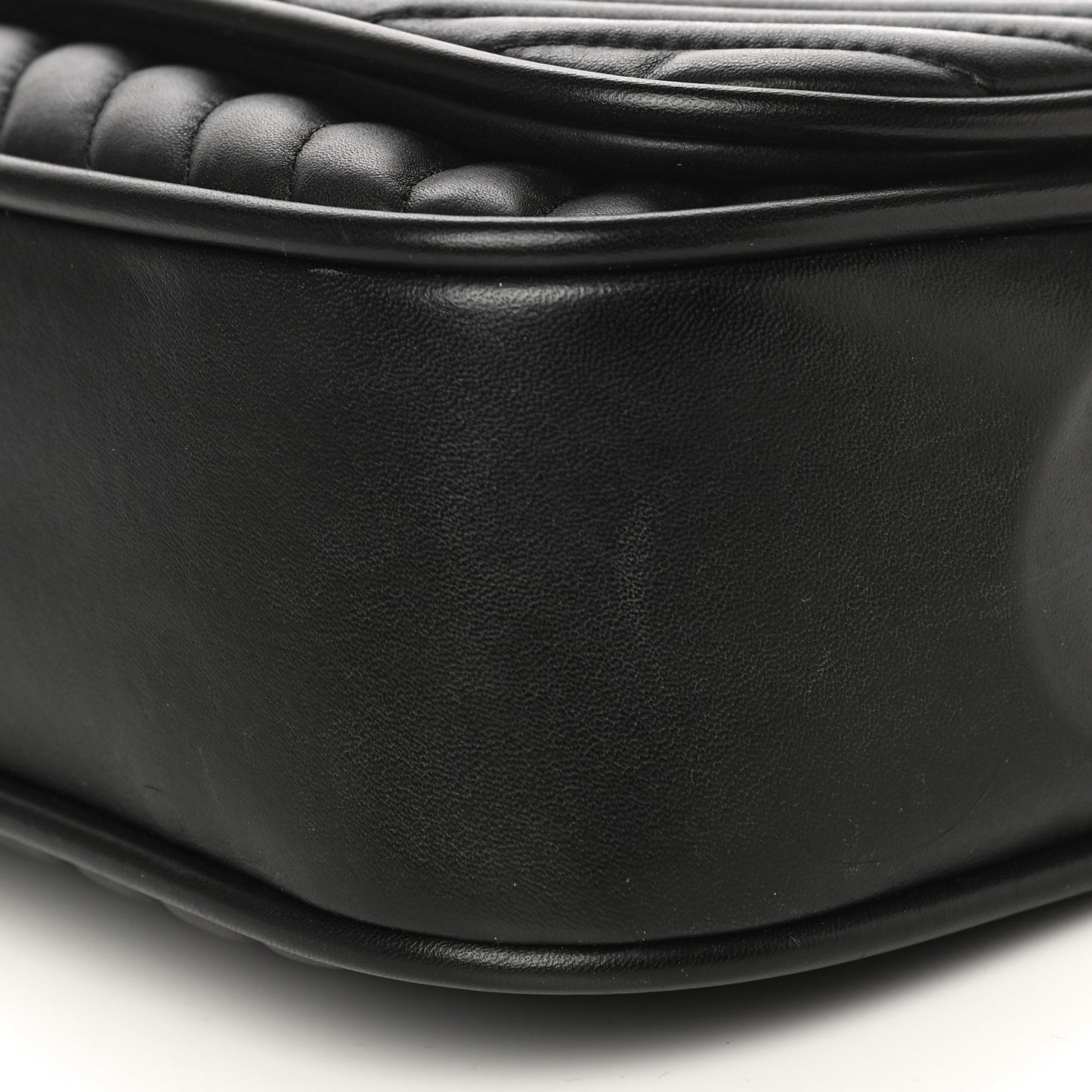 Lambskin Reverse Chevron Quilted Round Top Handle Flap Black