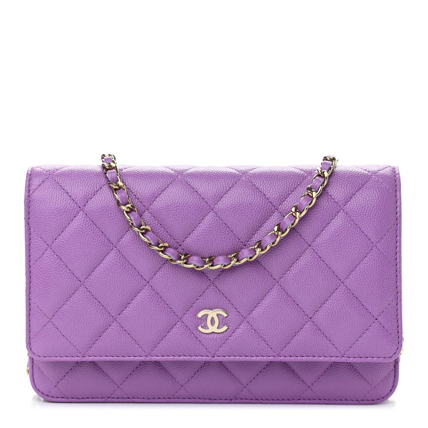Caviar Quilted Wallet On Chain WOC Purple