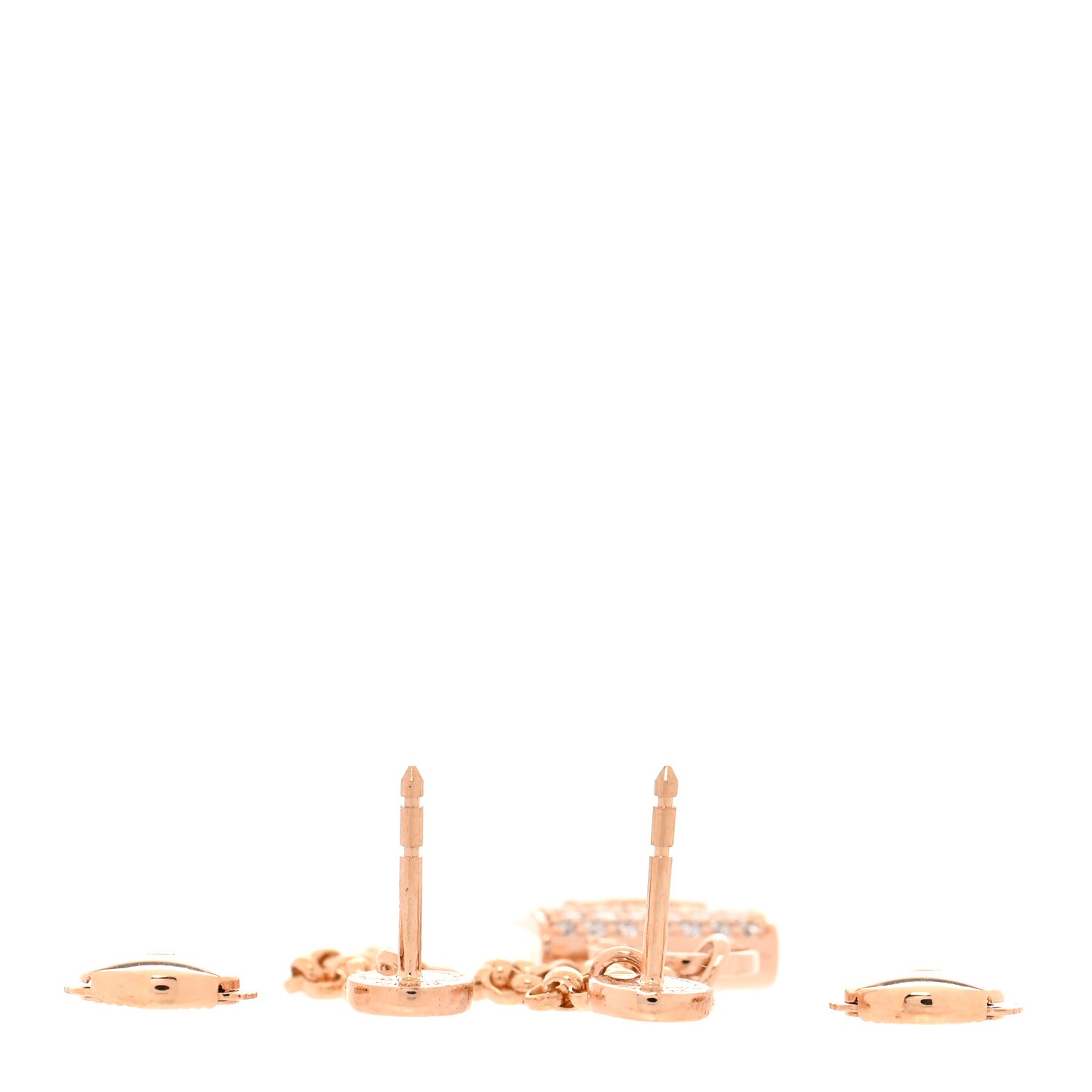 Hermes 18K Rose Gold Diamond Constance Amulettes Drop Earrings 3 of 6