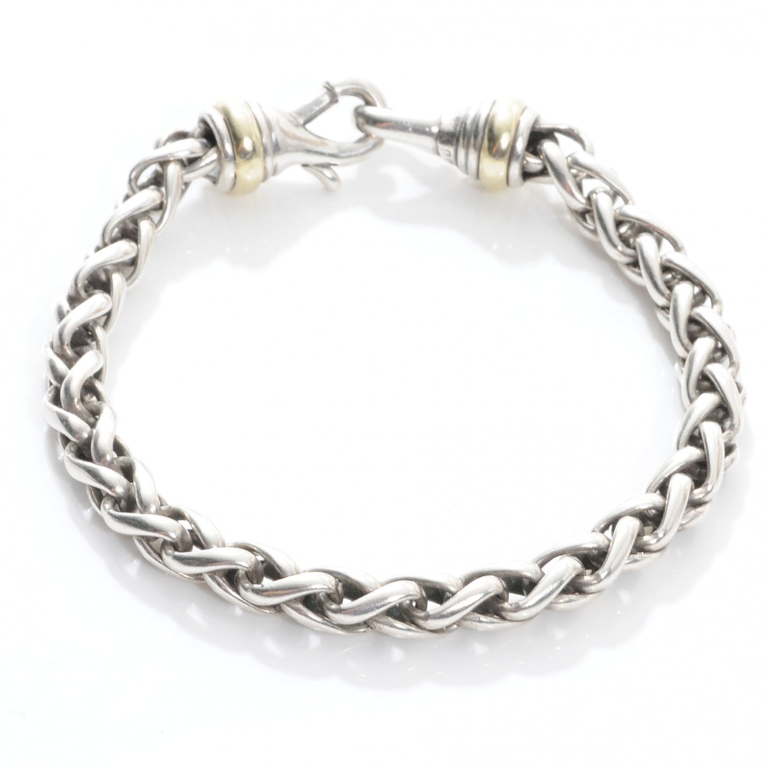 David Yurman Sterling Silver and 14k Braided Hook Bracelet 1 of 5