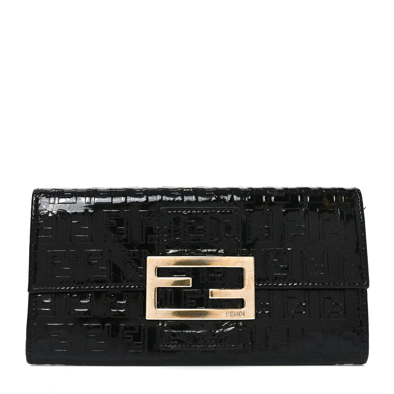 Fendi Patent Zucchino Continental Wallet Black 1 of 10