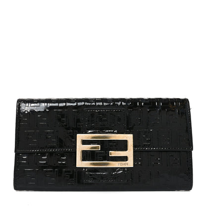 Fendi Patent Zucchino Continental Wallet Black 1 of 10