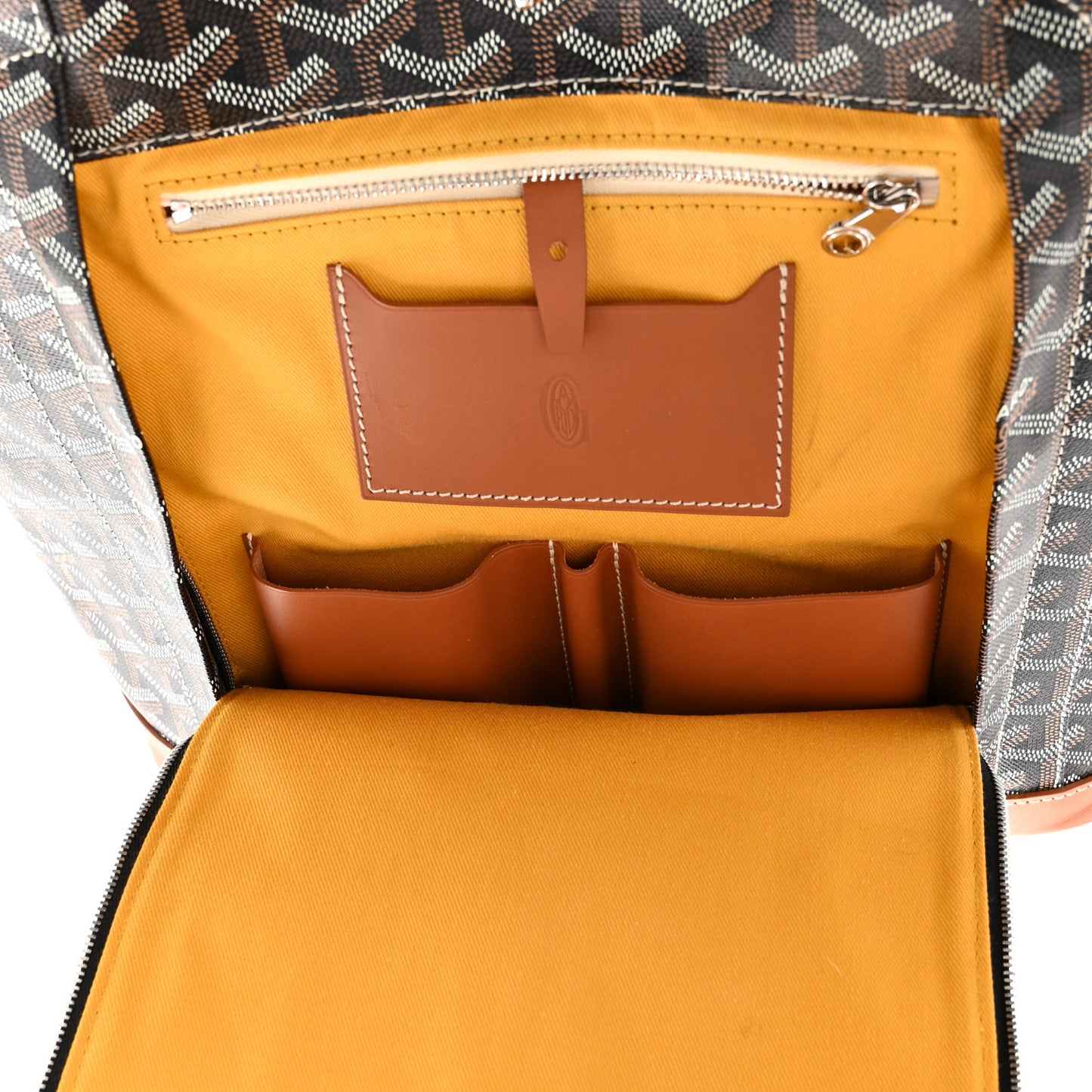Goyardine Calfskin Alpin MM Backpack Gold Black