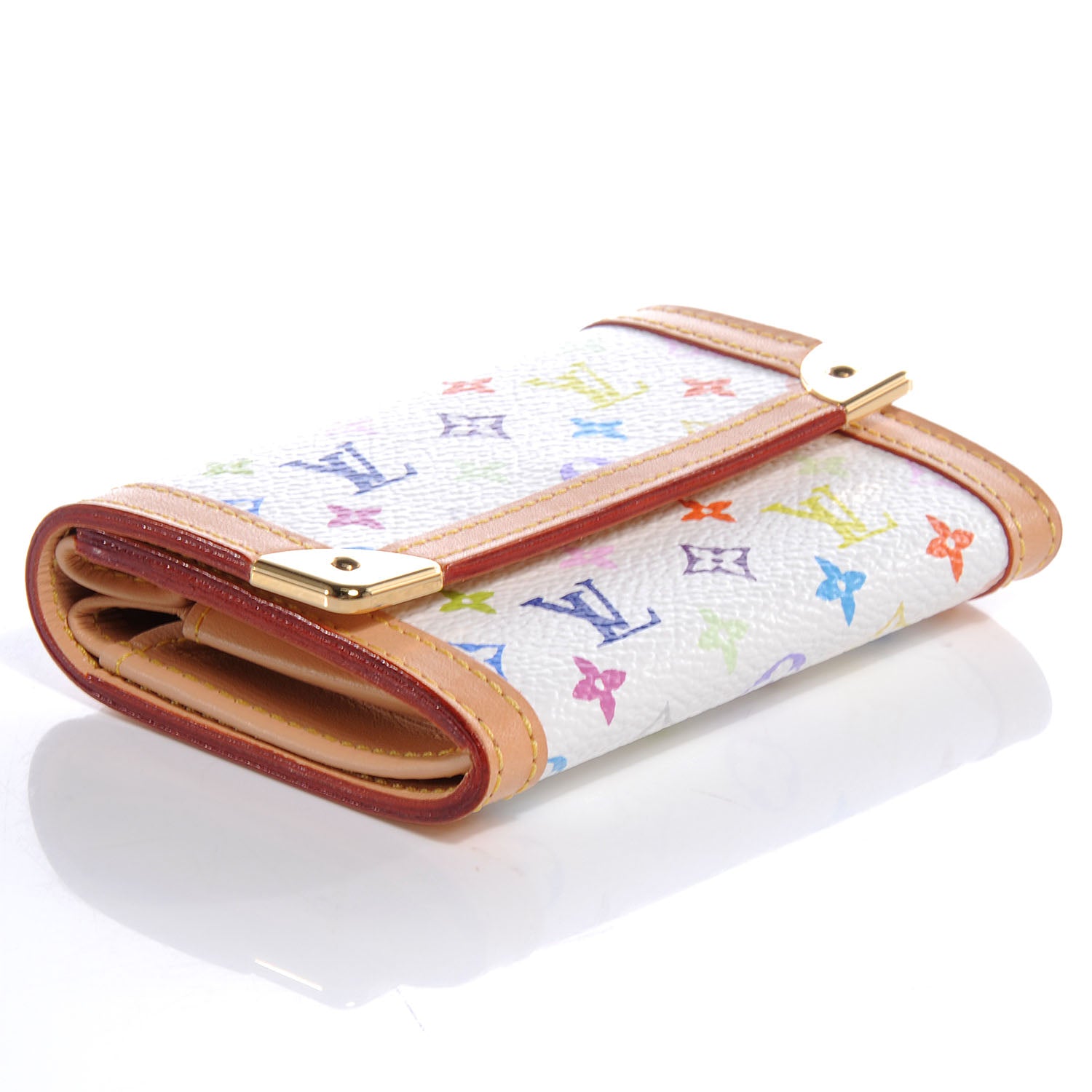 Louis Vuitton Monogram Multicolor Porte-Monnaie Plat Coin Purse White 4 of 8