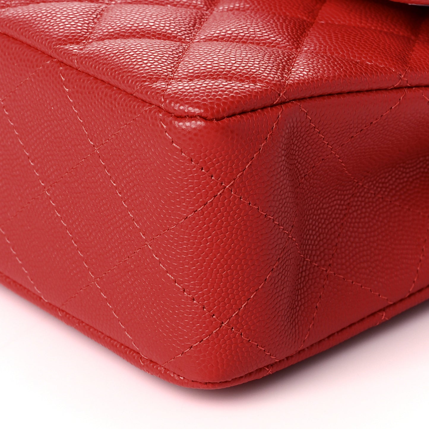 Caviar Quilted Medium Double Flap Red