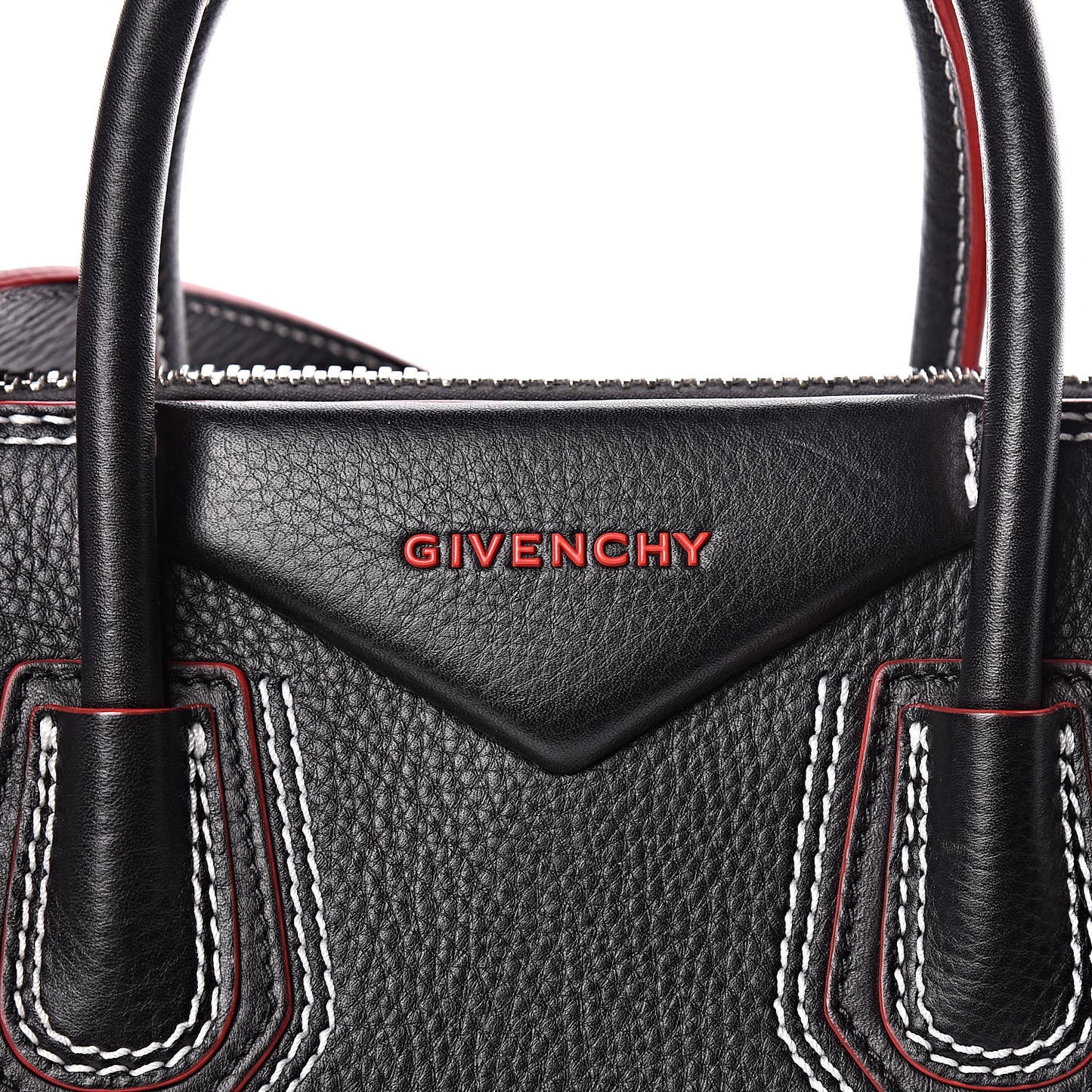 Calfskin Contrast Stitched Small Antigona Black