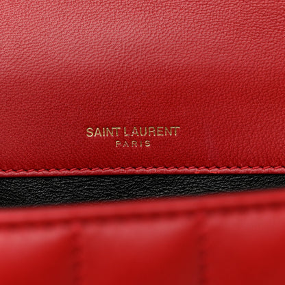 Saint Laurent Lambskin Matelasse Monogram Large Vicky Chain Bag Rouge Eros 6 of 12