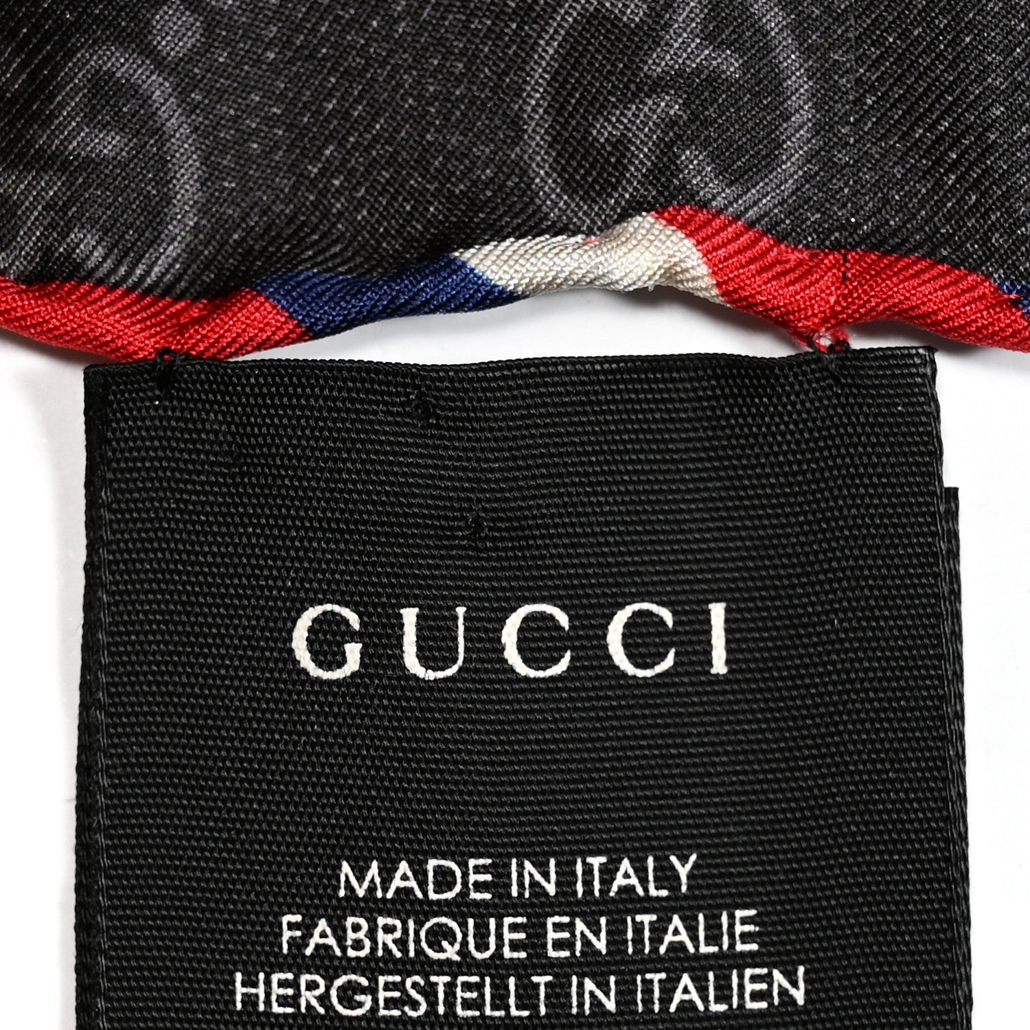 Gucci Silk Twill Monogram Courrier Square Scarf Black Light Grey 4 of 4