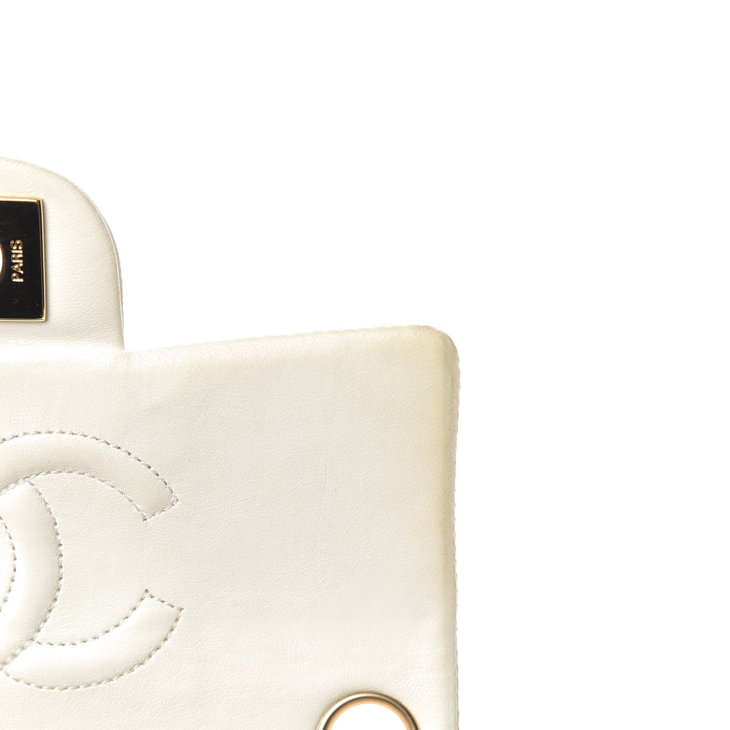 Lambskin Quilted Mini Square Flap White