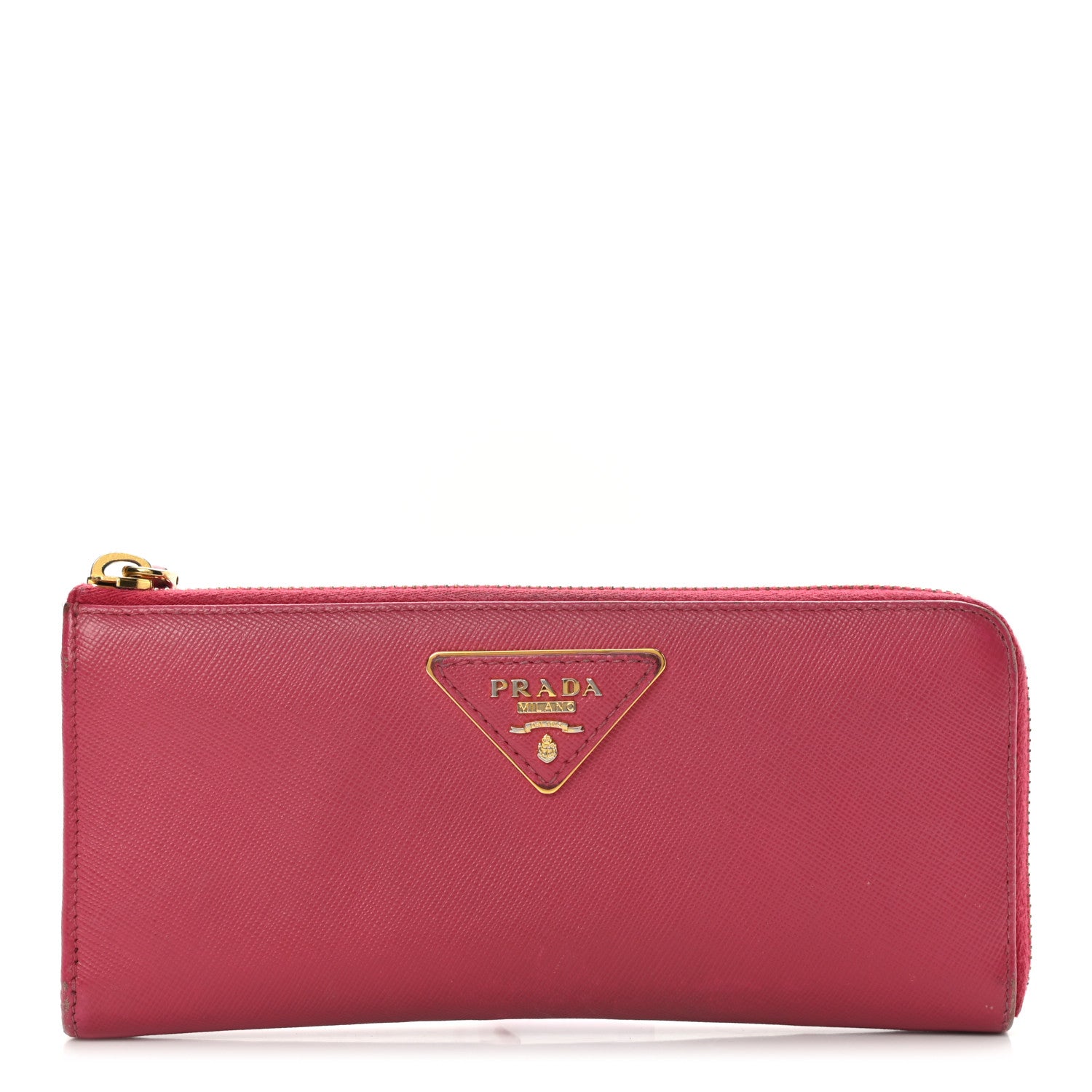Prada Saffiano Half Zip Wallet Ibisco 1 of 16