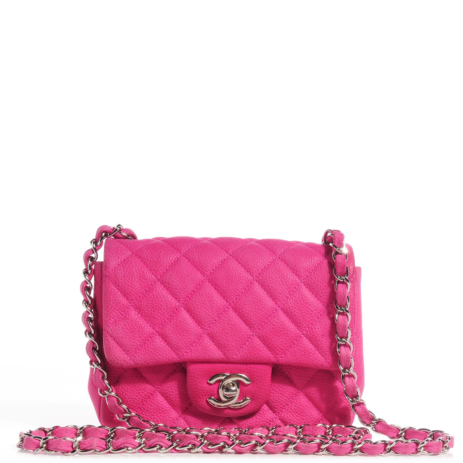 Chanel Iridescent Caviar Quilted Mini Square Flap Hot Pink EXCESS 1 of 7