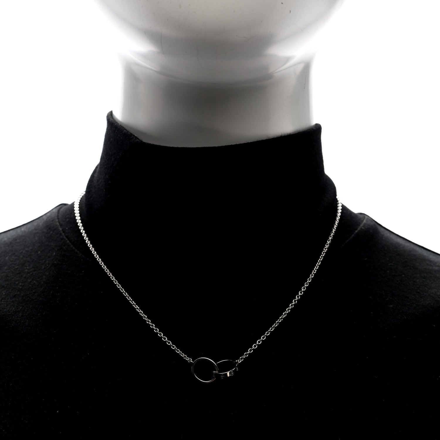 Cartier 18K White Gold Interlocking LOVE Necklace 2 of 5