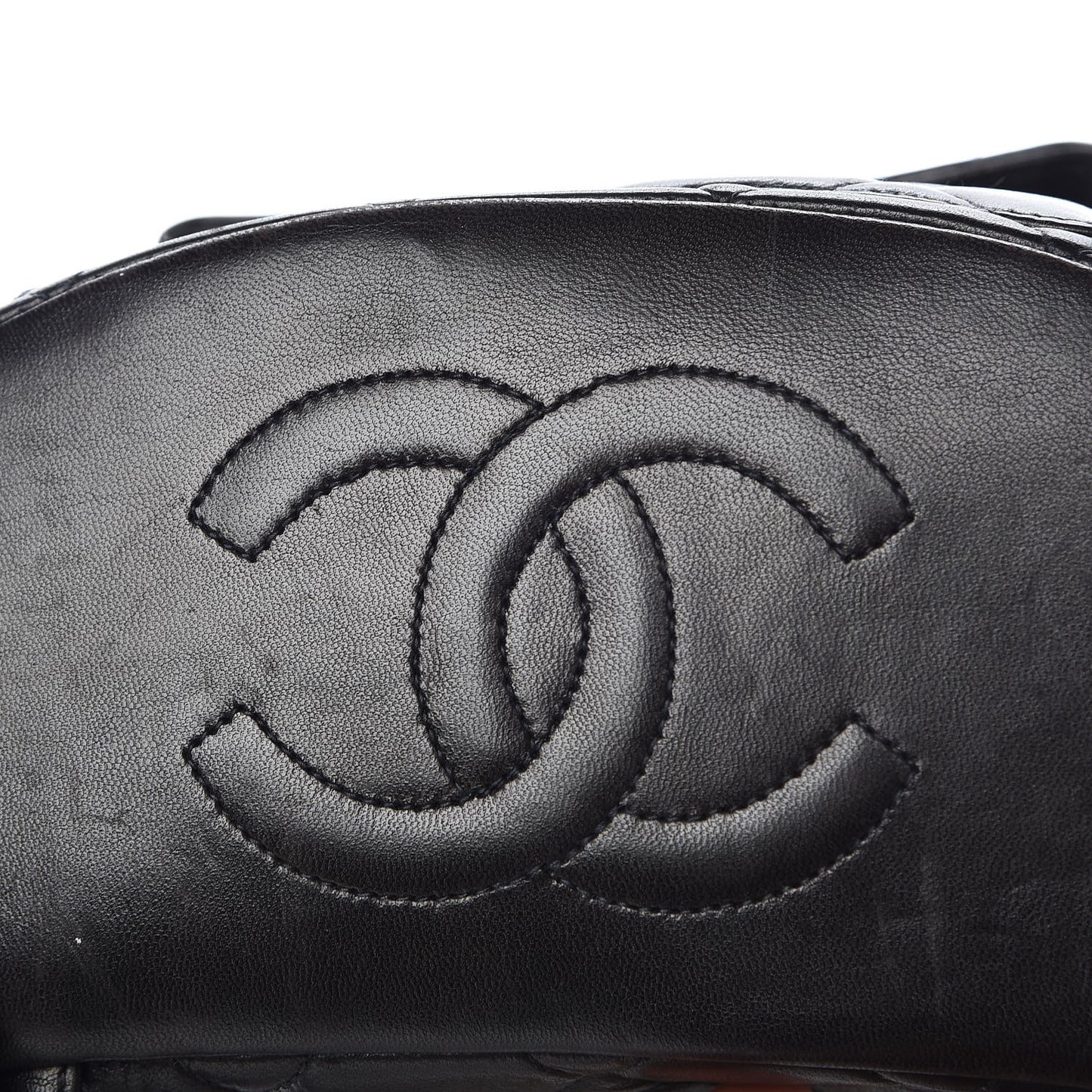 Lambskin Quilted Drawstring Backpack Black