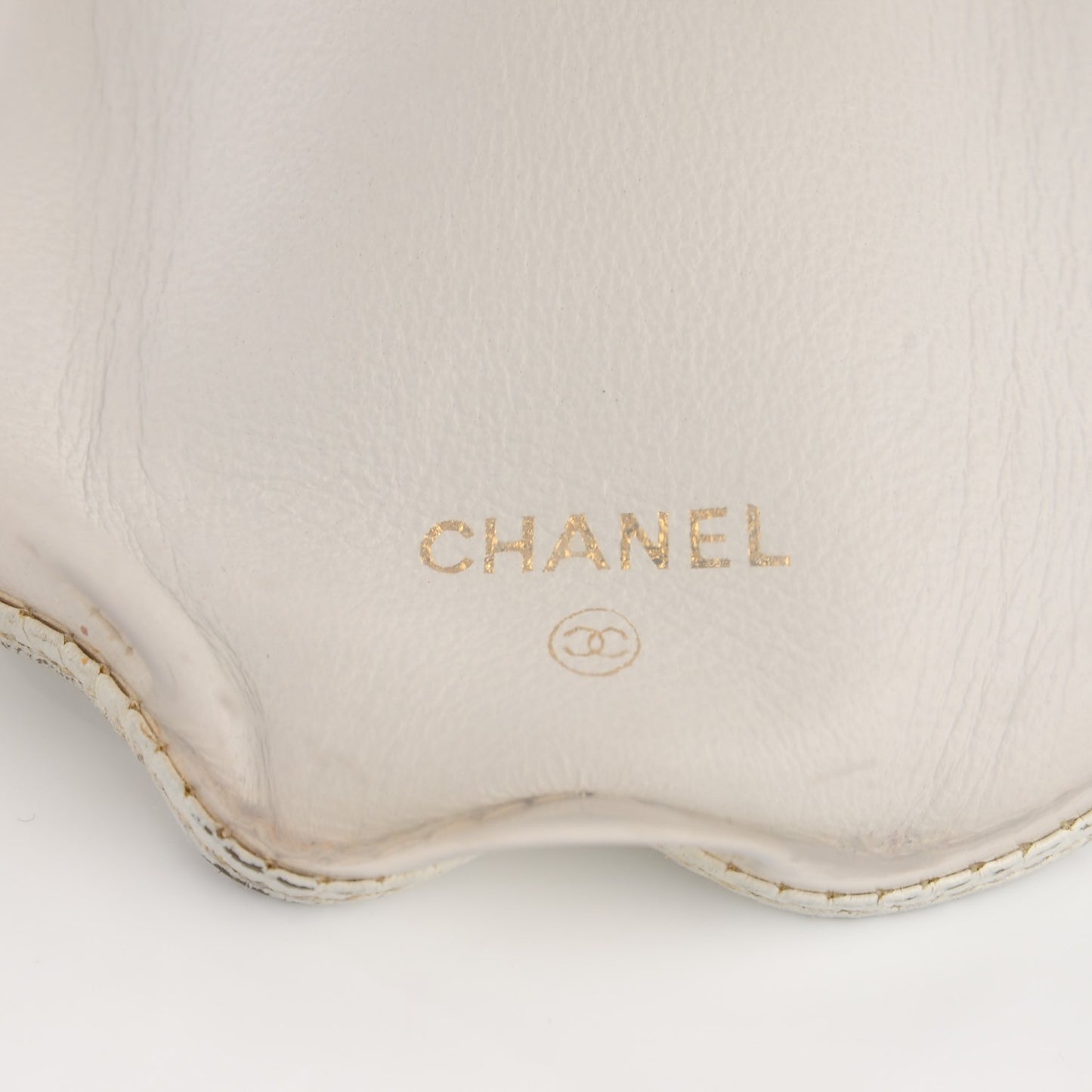 Vinyl CC Logo Cosmetic Pouch White