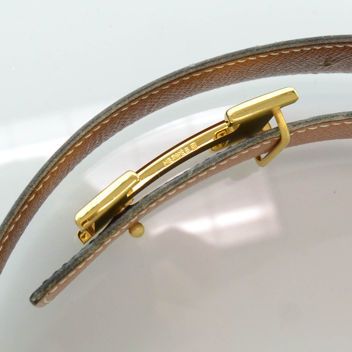 Box Courchevel Reversible Belt Strap Black Gold 65