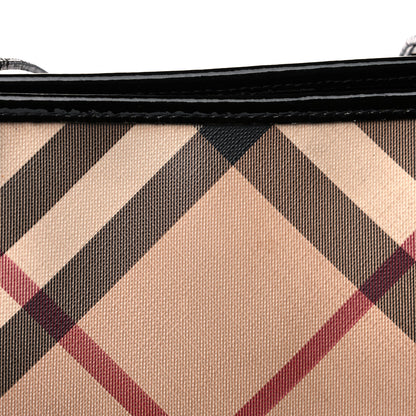 Burberry Nova Check Patent Trim Shopper Tote Black 9 of 29