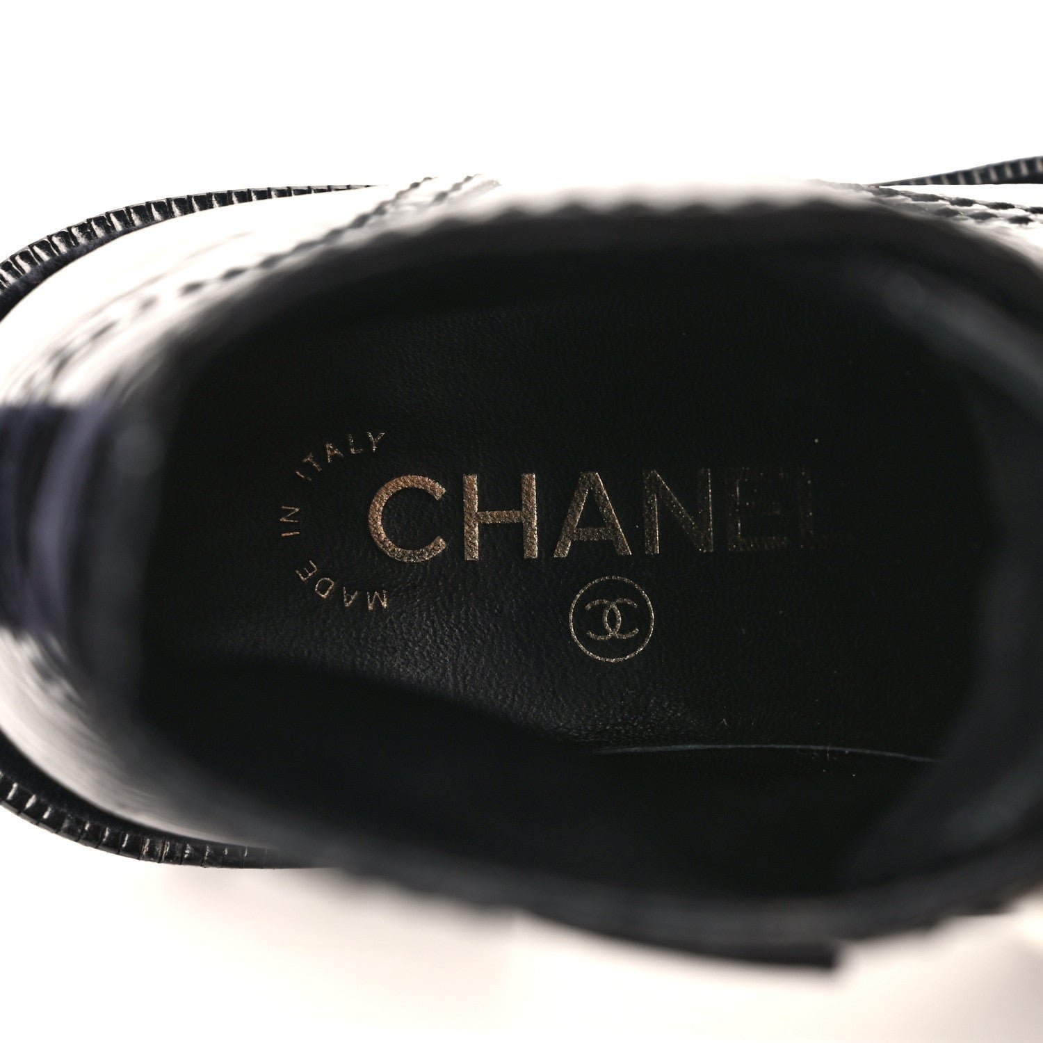 Chanel Shiny Calfskin Velvet Pearl Combat Short Boots 36 Black 7 of 8