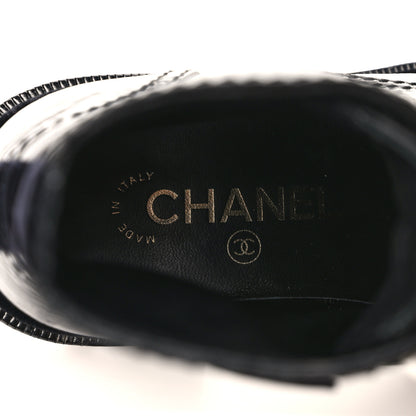 Chanel Shiny Calfskin Velvet Pearl Combat Short Boots 36 Black 7 of 8