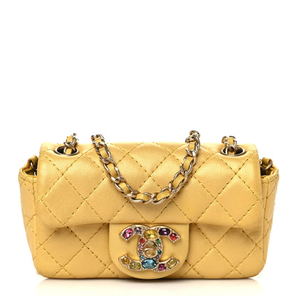Chanel Iridescent Lambskin Quilted Extra Mini Precious Jewel Flap Yellow 1 of 8