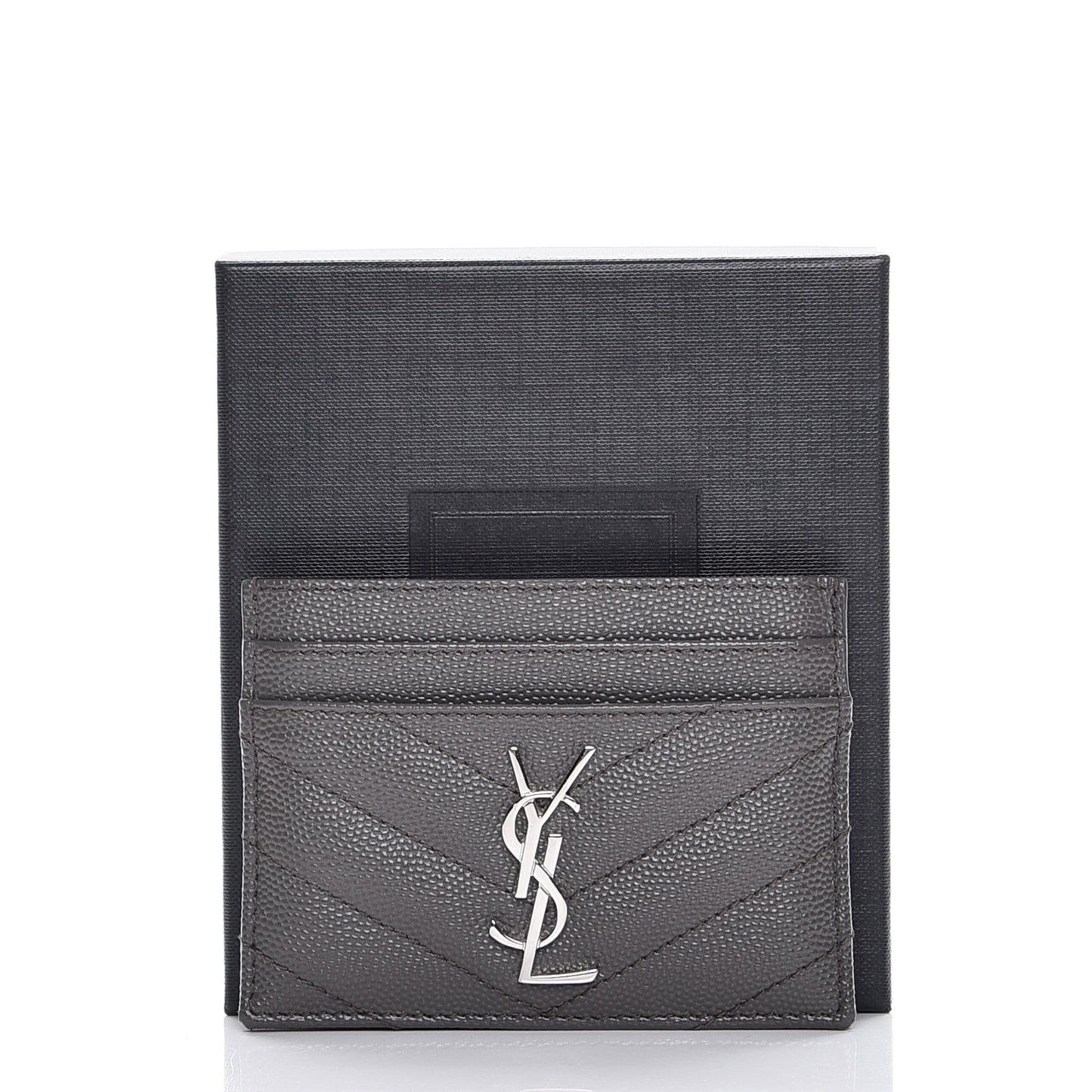 Grain De Poudre Matelasse Chevron Monogram Credit Card Case Earth