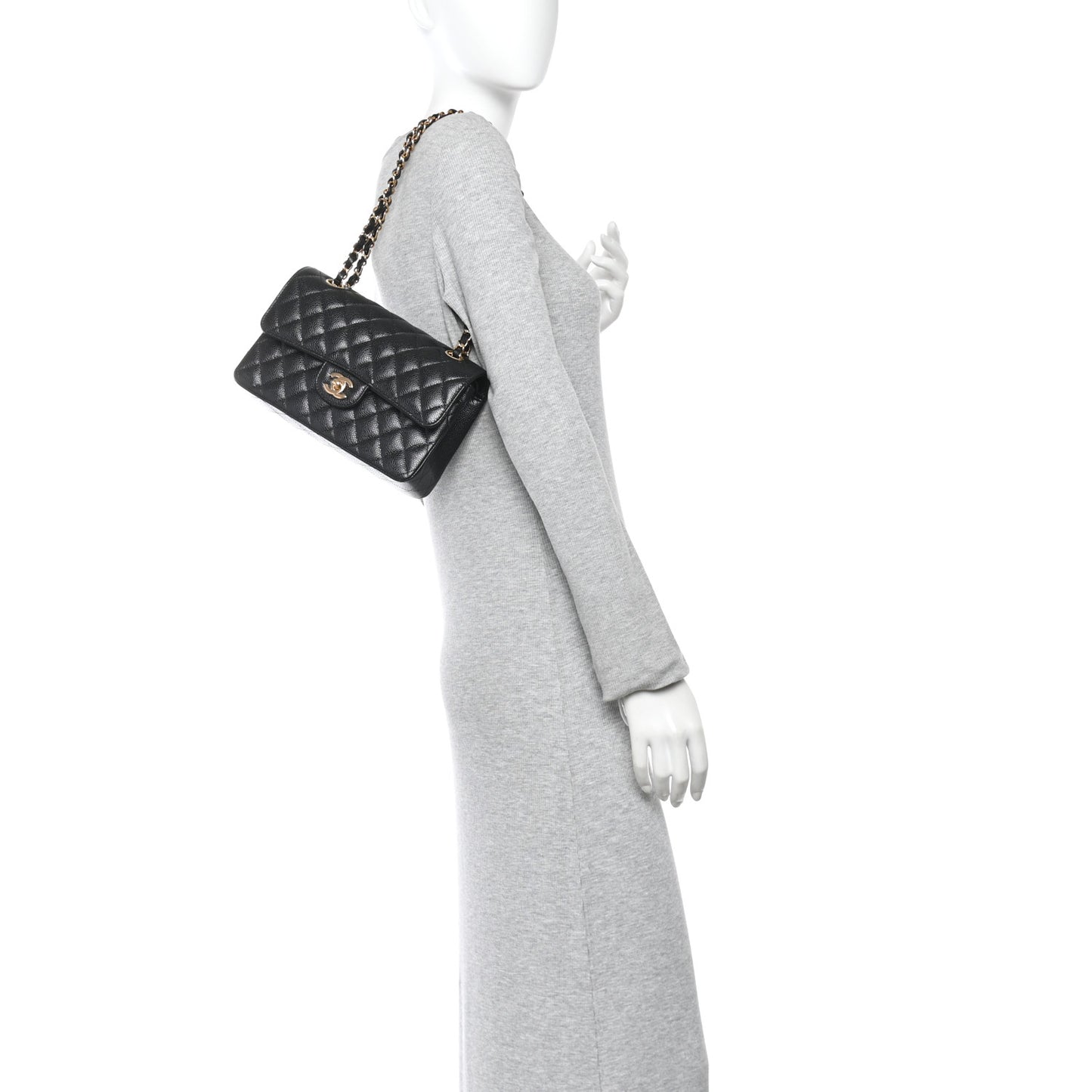 Caviar Quilted Small Double Flap Black