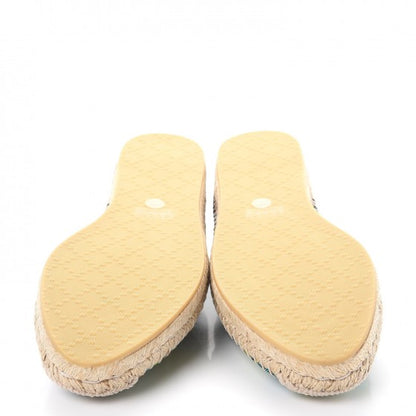 Gucci Tapestry Brocade Blind For Love Espadrilles 37 Acquamarine Green Black 5 of 10