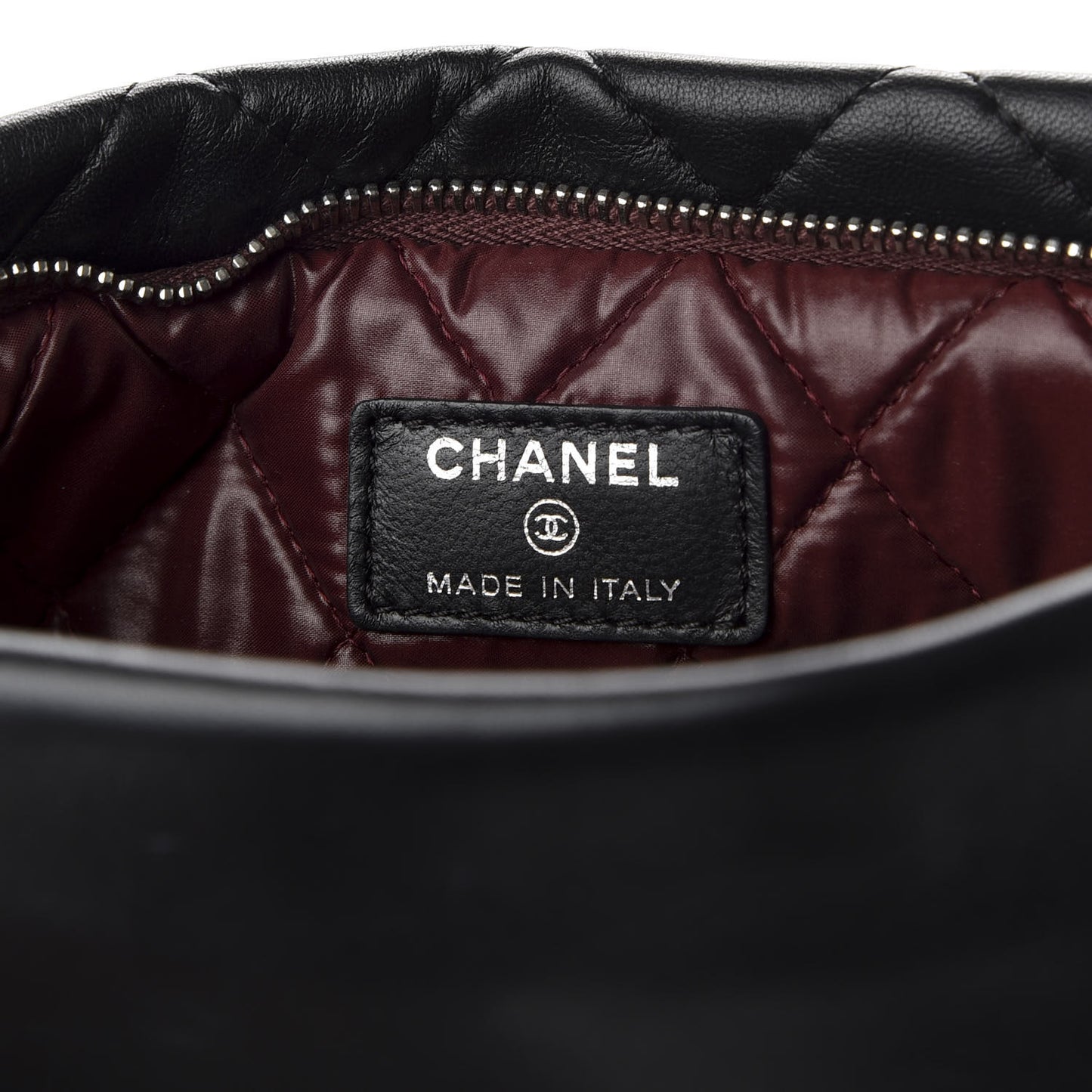 Lambskin Quilted CC Beauty Clutch Black
