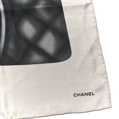 Chanel Silk Bag Print Square Scarf Light Beige Black Light Gray 2 of 3