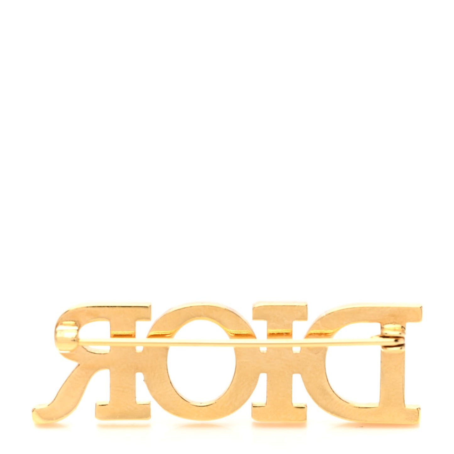 Crystal Dior Logo Brooch Gold