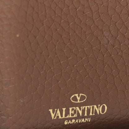 Valentino Garavani Pebbled Calfskin Rockstud Compact Zip Around Wallet Bright Cognac 6 of 9