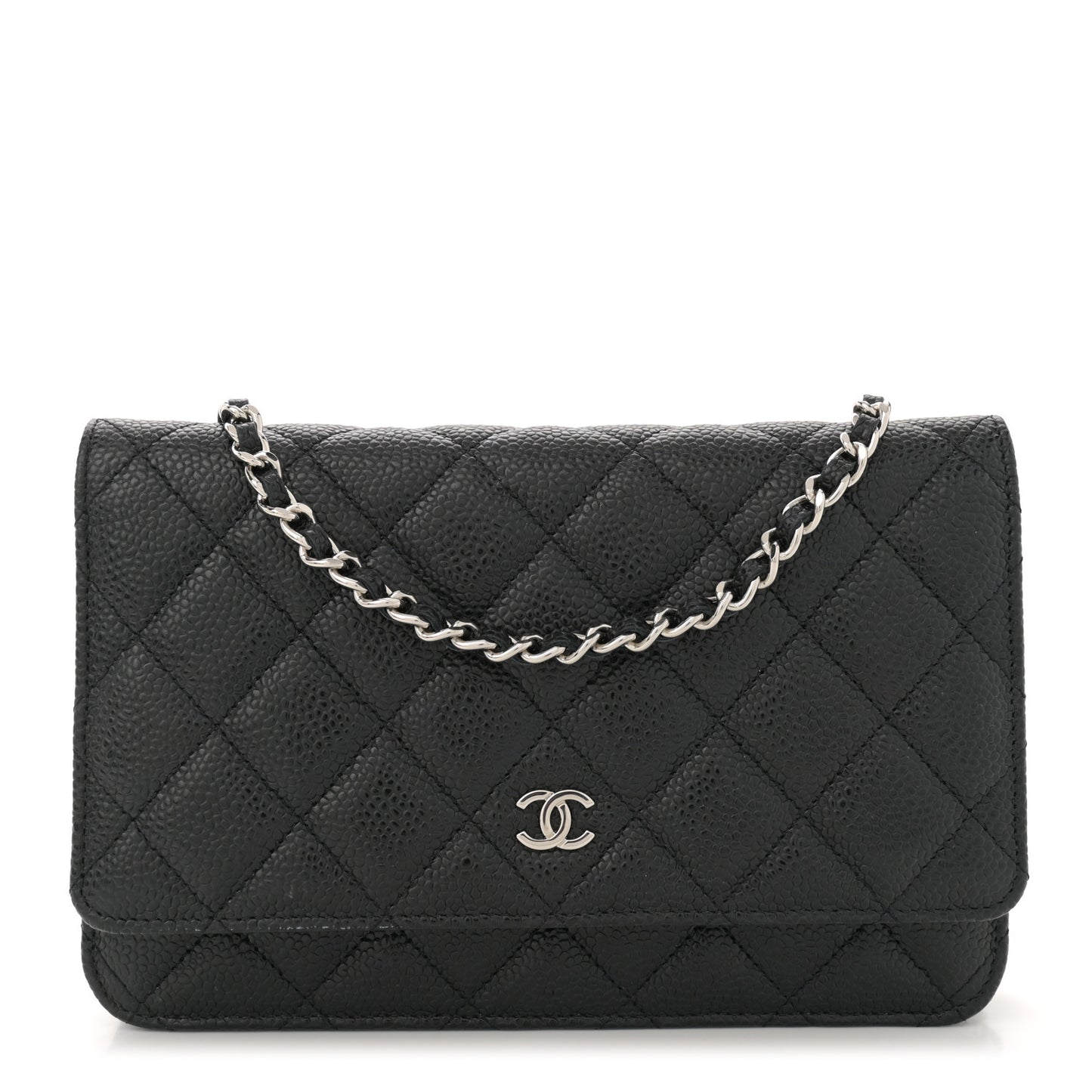 Caviar Quilted Wallet on Chain WOC Black