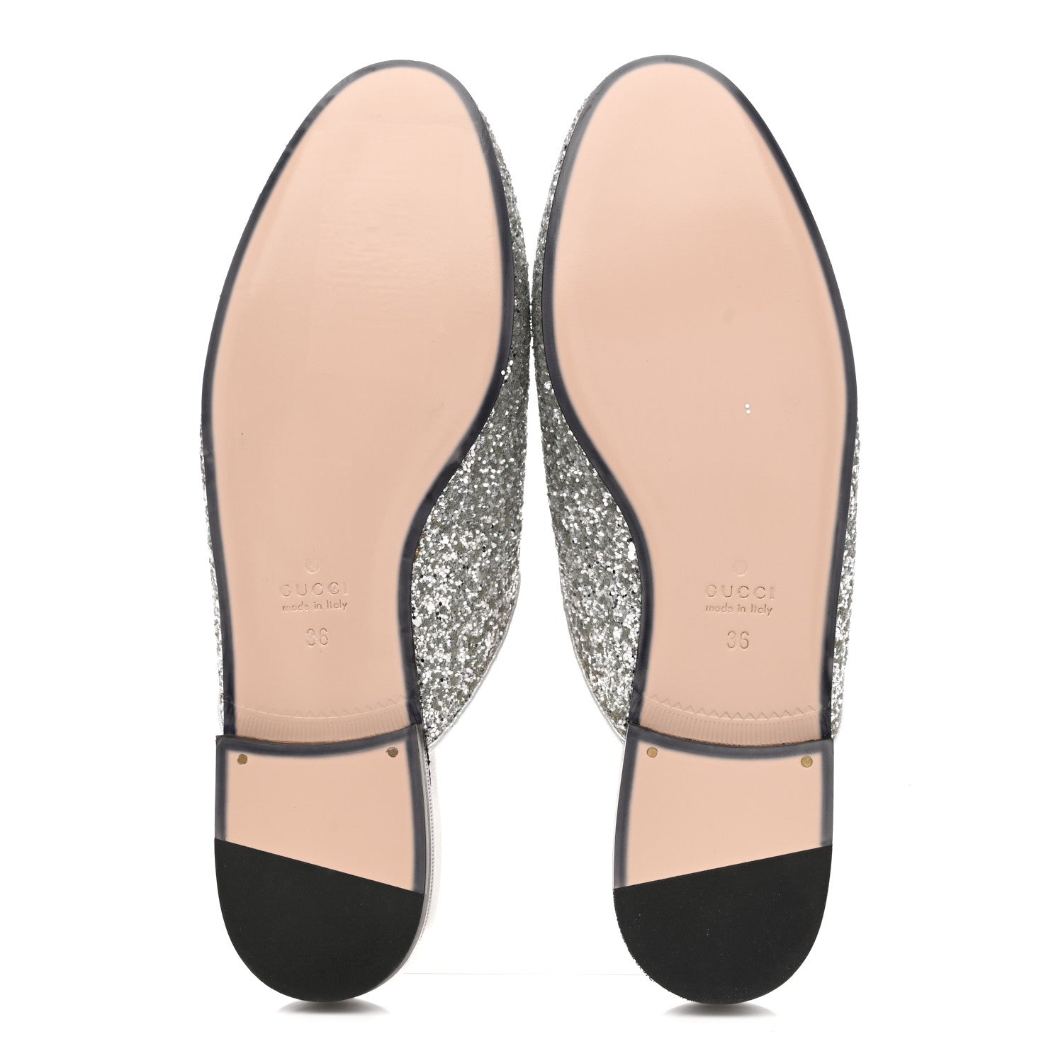 Gucci Glitter Womens Princetown Slippers 36 Silver 6 of 10