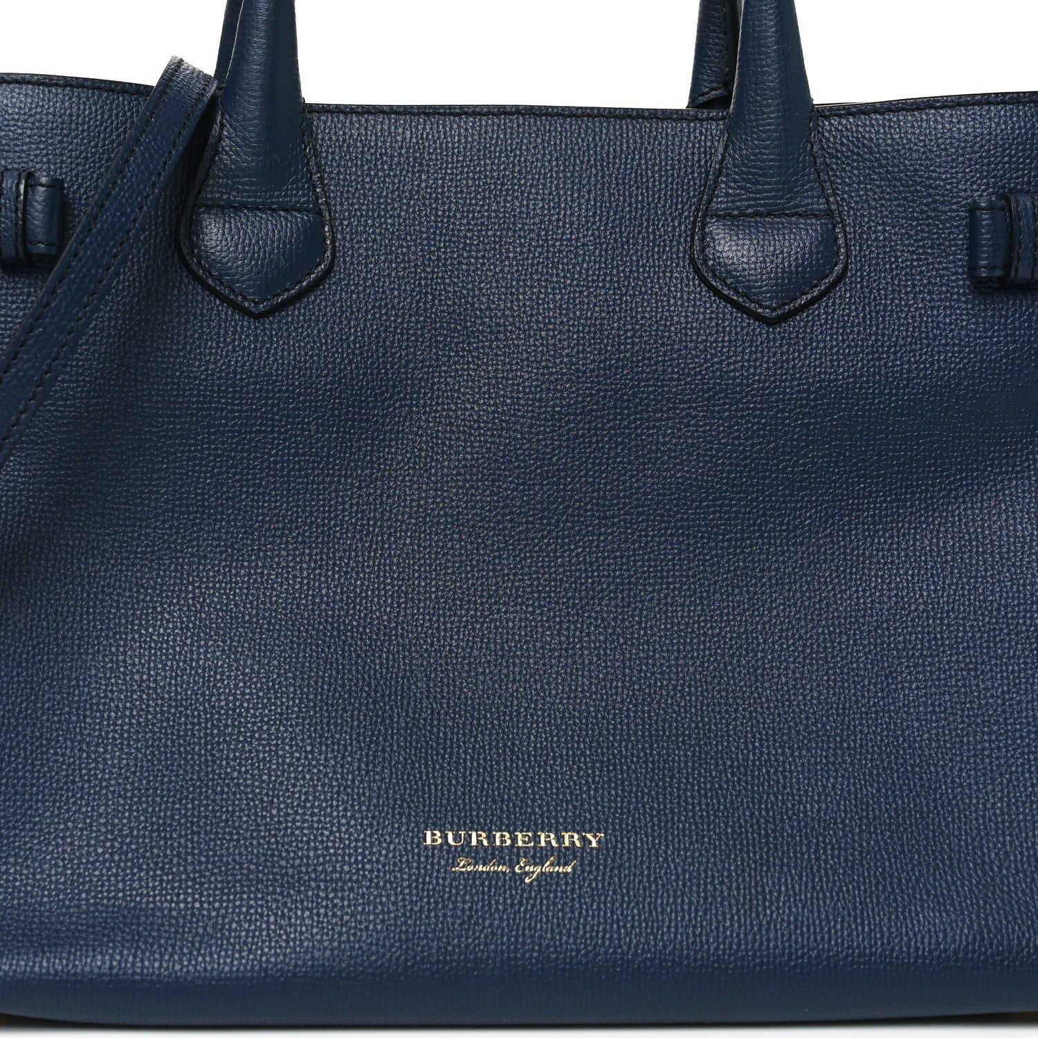 Burberry Derby Calfskin House Check Medium Banner Tote Ink Blue 8 of 10