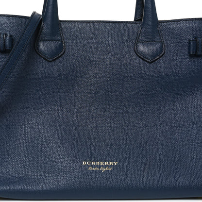 Burberry Derby Calfskin House Check Medium Banner Tote Ink Blue 8 of 10