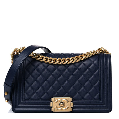 Chanel Caviar Quilted Medium Boy Flap Dark Blue 1 of 12