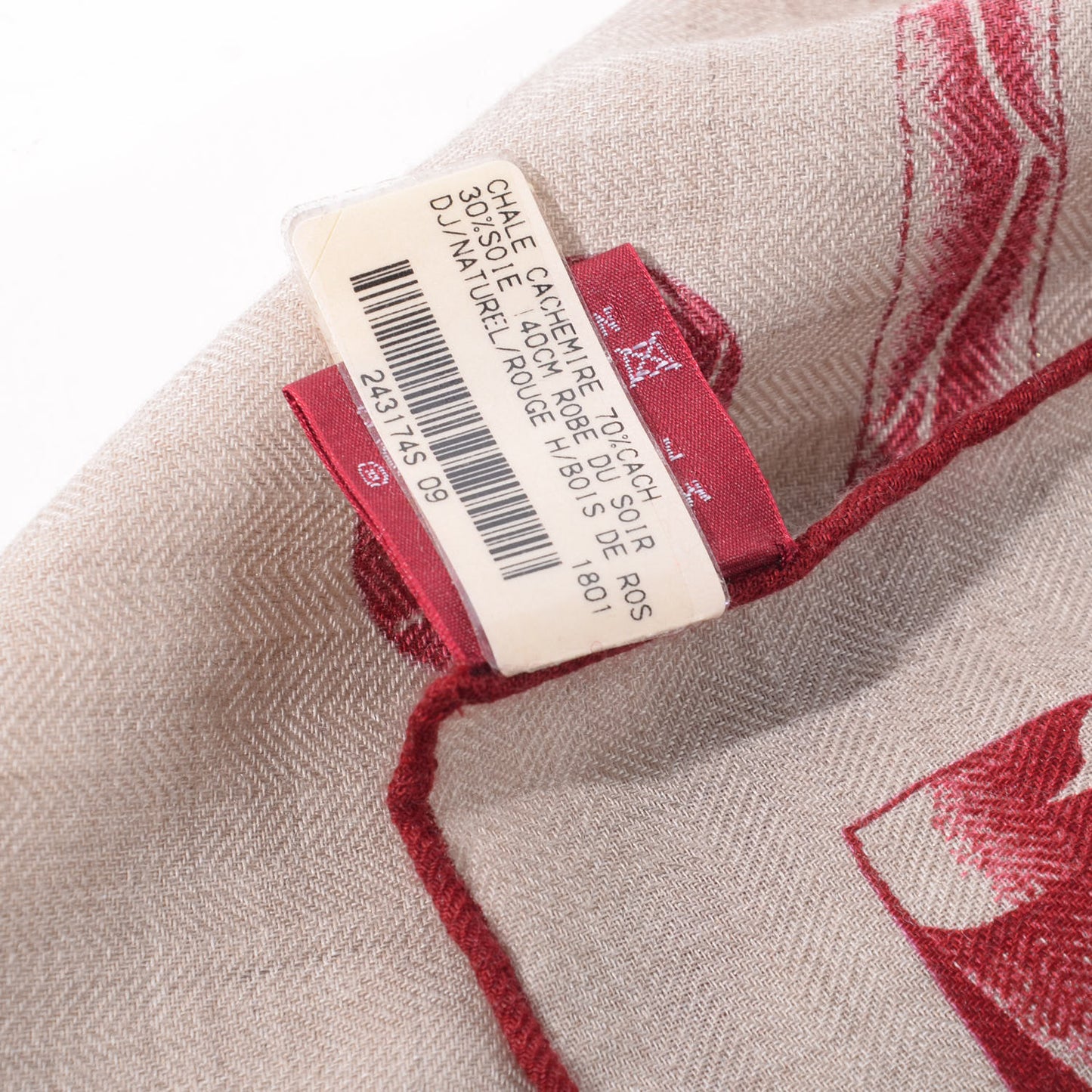 Cashmere Silk Robe Du Soir Shawl 140 Naturel Rouge H Bois de Rose