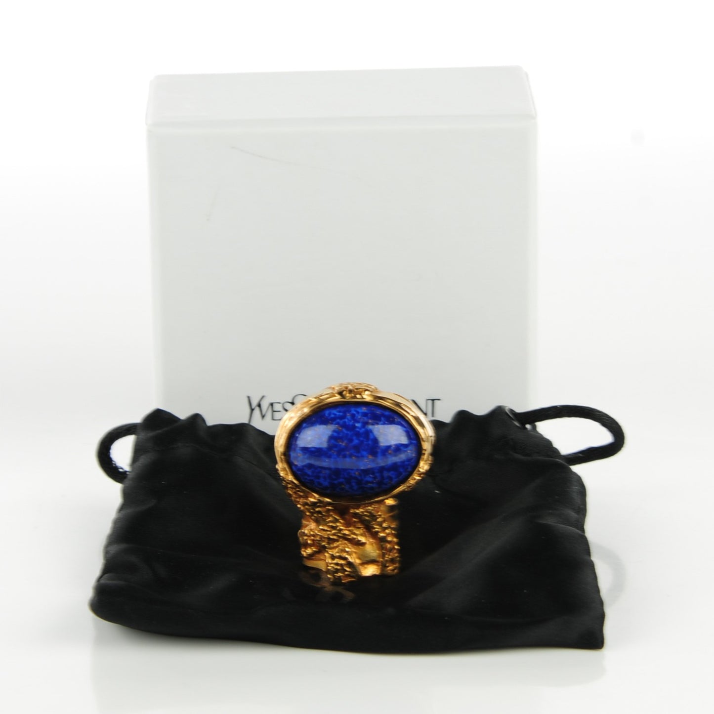 Glass Cabochon Arty Ovale Ring 5 Gold Lapis